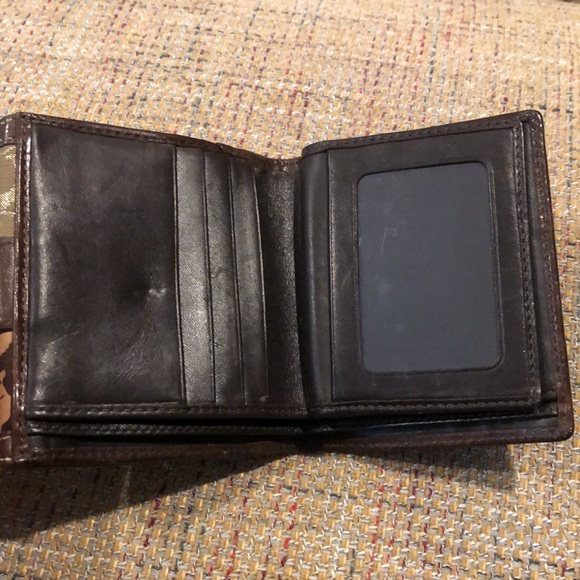 COACH Patchwork Bifold Brown Leather Madras Wallet with Coin Section - Picture 7 of 17